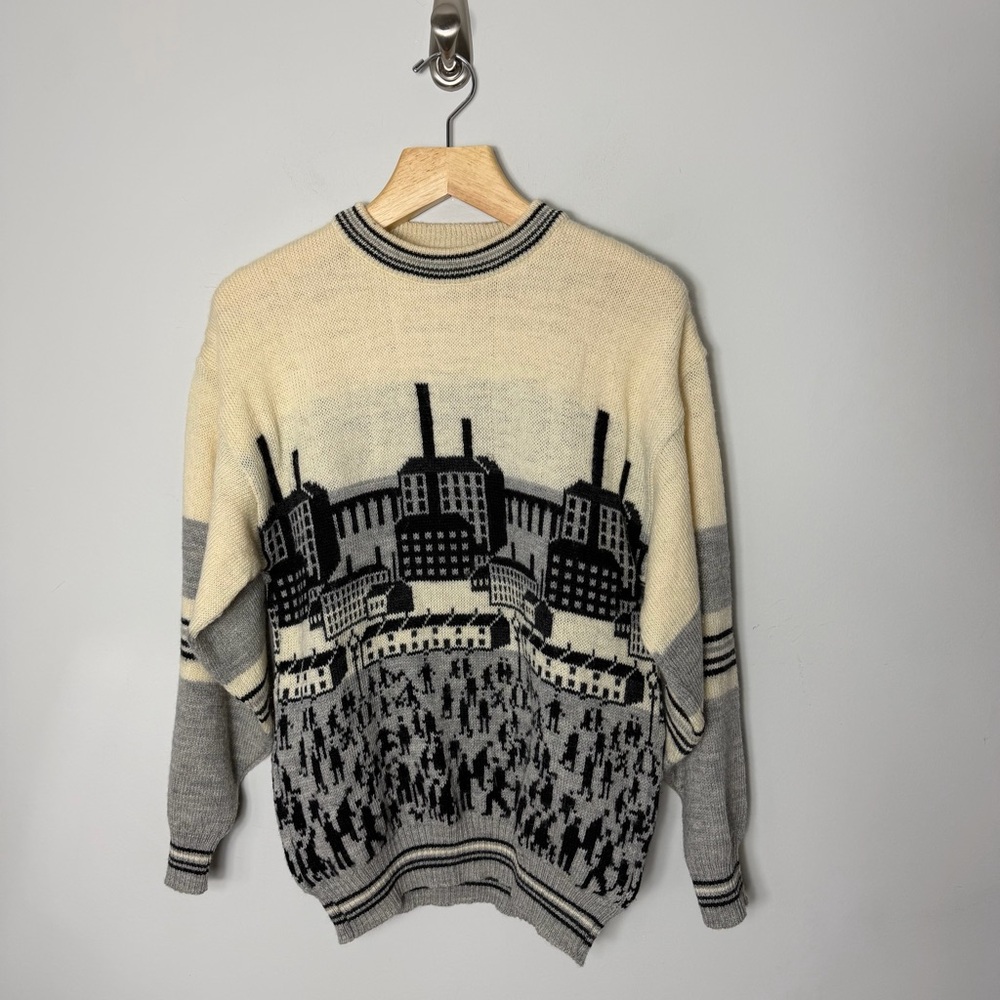 Vintage Westmorland Knit 100% Wool Sweater City Neutrals Crewneck Size Large *O - Picture 3 of 14